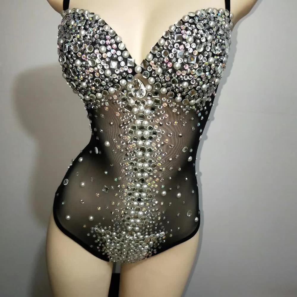 Colorful Fringes Rhinestones Bodysuit Women Stage Dance Costume Nightclub Dance Singer Show Bright Leotard