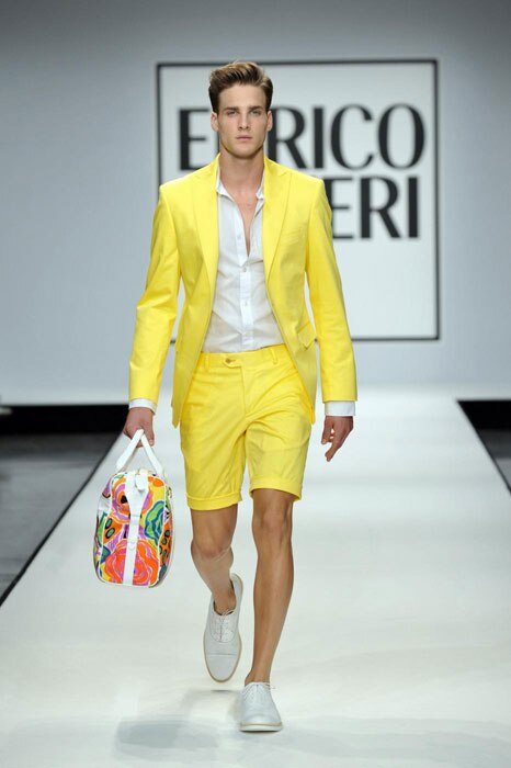 Yellow Men Summer Ternos Slim Fit Suits Wedding Party Mens Prom Casual Beach Suits 2 Pieces Jacket Short Pants Tuxedo Suits