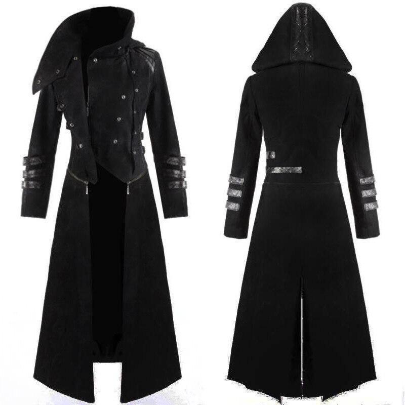 Scorpion Mens Coat Long Jacket Gothic Steampunk Hooded Trench Medieval