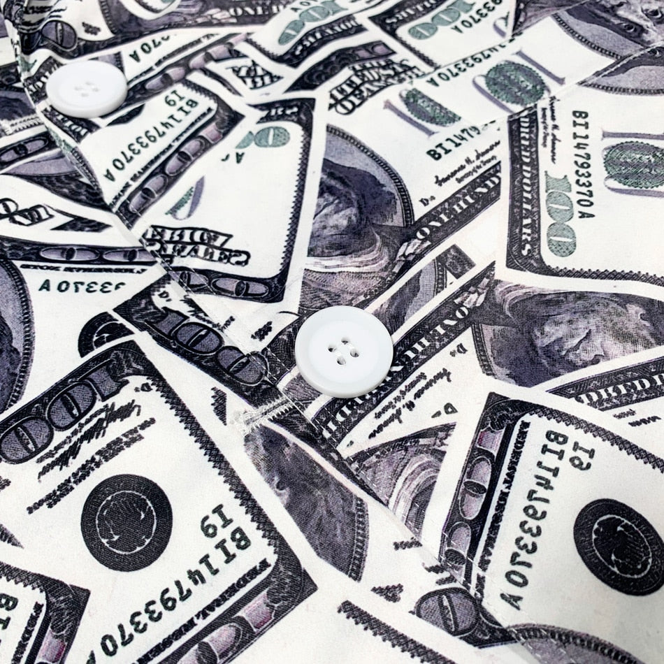 Classy Money Trench Dollar Bill Print Dress KimKardashian Wrap V Neck Sash Embellished Long Sleeves Money Outfit Streetwear