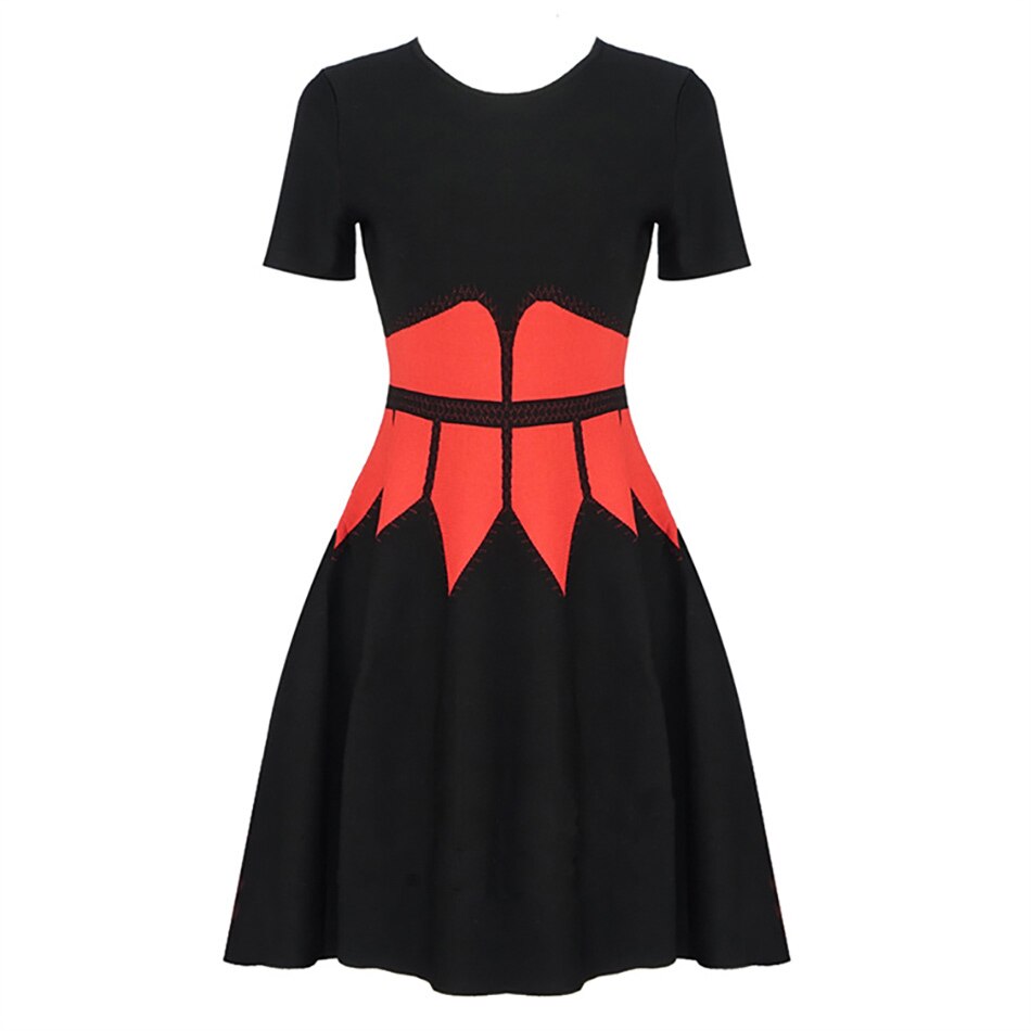 Knitted Ladies Style French Retro Waist Temperament Slim Stitching Dress