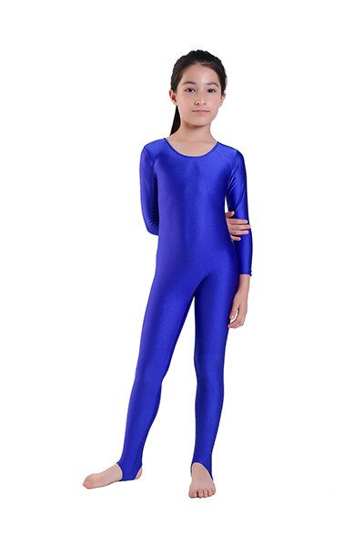 Kids Ballet Dance Long Sleeve Unitard With Stirrup Boys Gymnastics Jumpsuits Child Spandex Zentai Constume