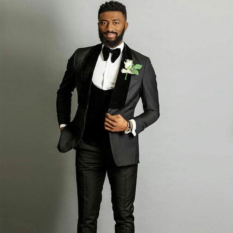 Houndstooth Plaid Men Suits For Wedding 3 Pieces Business Suit Tuxedos Blazer Peaked Lapel Costume Homme Terno Party Suits