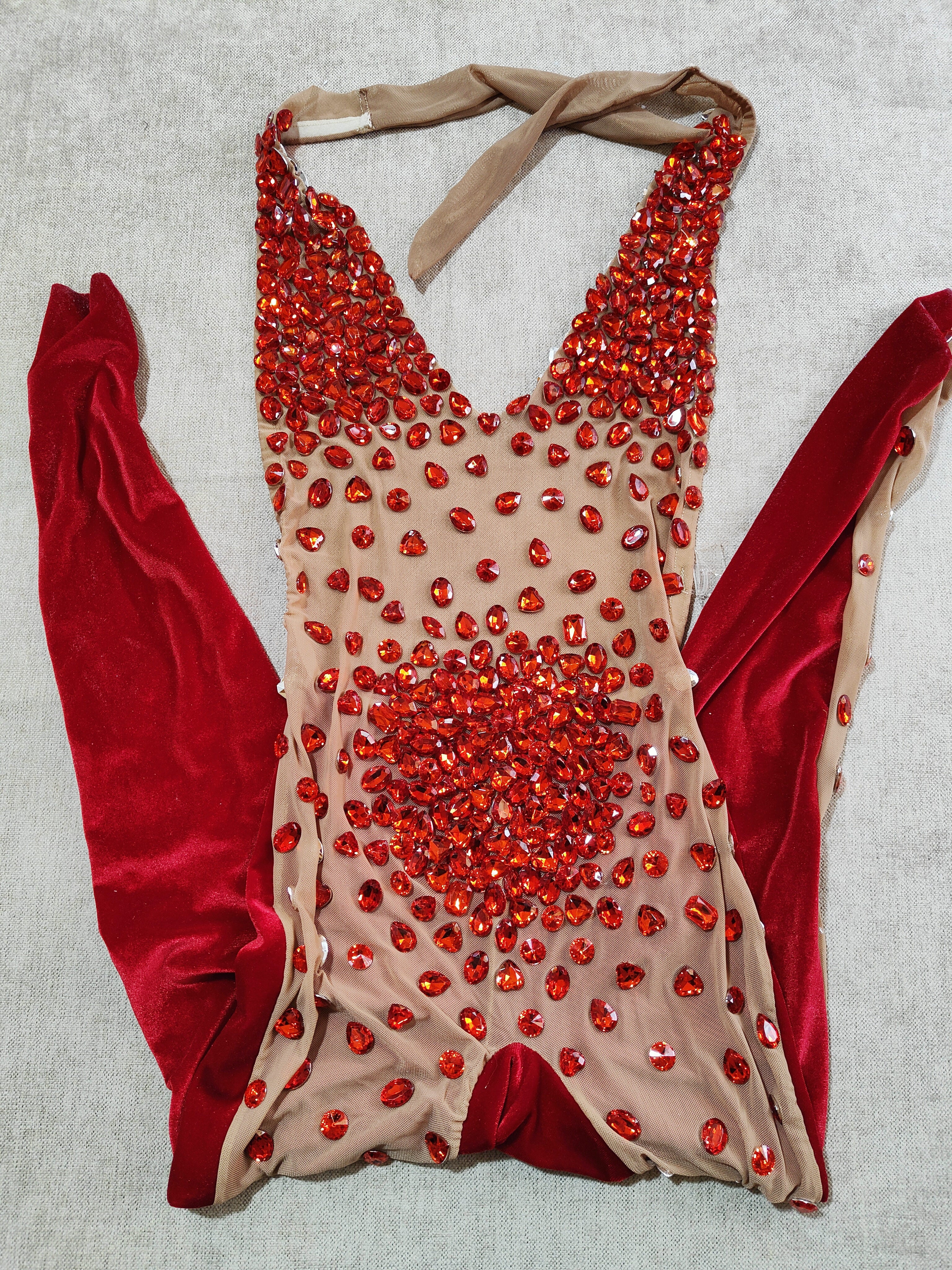 Big Stones Jumpsuit Dance Velvet Mesh Transparent Rompers Nightclub Bodysuit Costume Birthday prom show Sleeveless Bodysuit