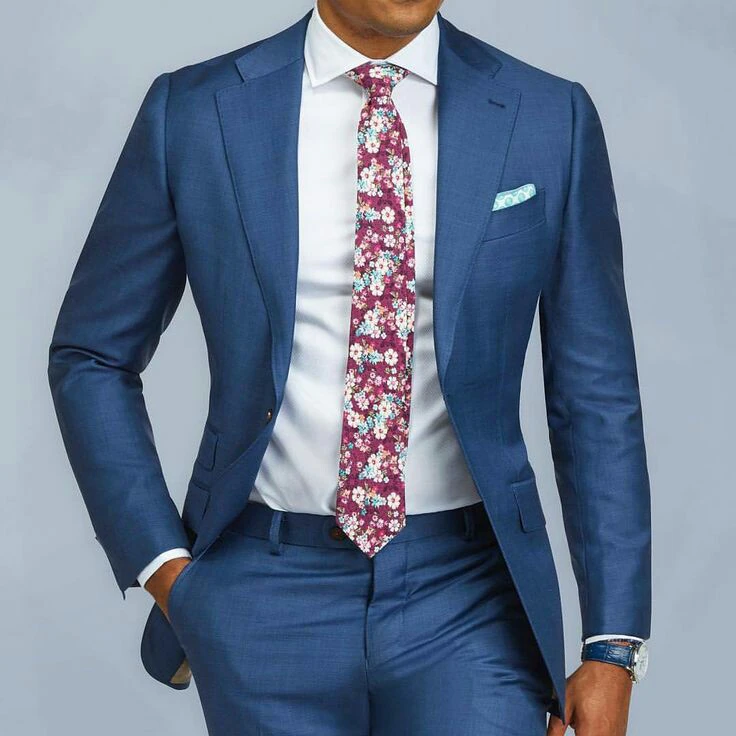 Blue Formal Men Suit Slim Fit Single Breast Mens Suits Bespoke Groom Tuxedo Blazer for Wedding Prom Jacket Pants terno
