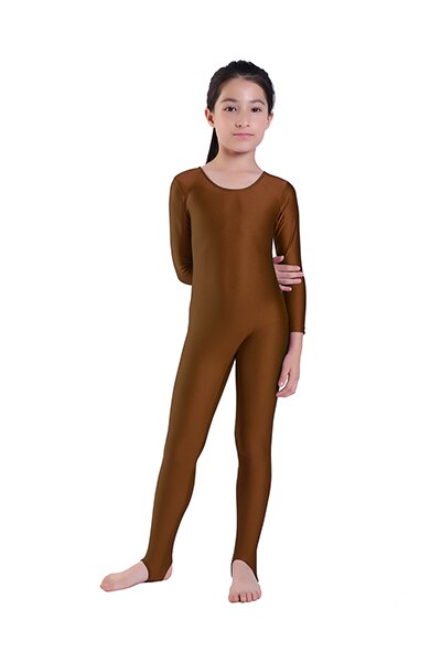 Kids Ballet Dance Long Sleeve Unitard With Stirrup Boys Gymnastics Jumpsuits Child Spandex Zentai Constume