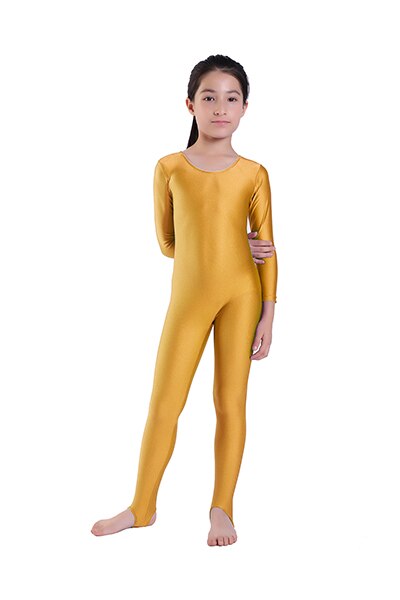 Kids Ballet Dance Long Sleeve Unitard With Stirrup Boys Gymnastics Jumpsuits Child Spandex Zentai Constume