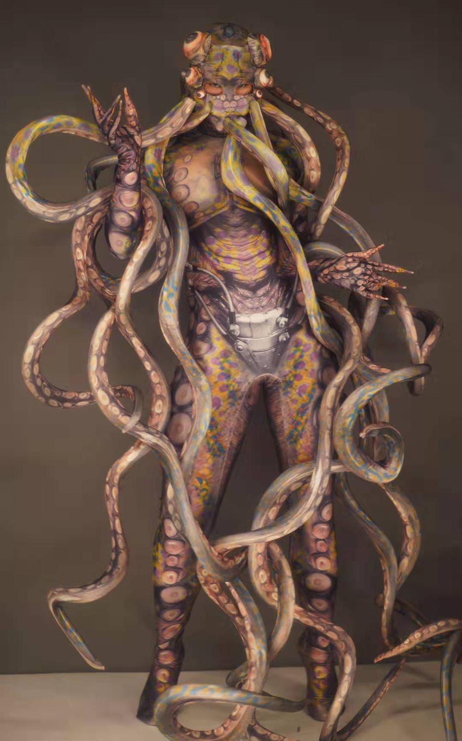 Halloween Party Terrible Octopus Monster Cosplay Costumes Women Men Tentacle Stage Jumpsuit Adult Role Playing Dancer Bodysuit