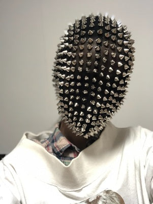 Black Silver Rivet Rhinestones Mask Headgear Dancer Performance Accessories Nightclub DJ Singer Stage Dance Costume