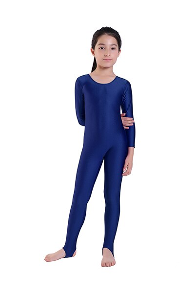 Kids Ballet Dance Long Sleeve Unitard With Stirrup Boys Gymnastics Jumpsuits Child Spandex Zentai Constume