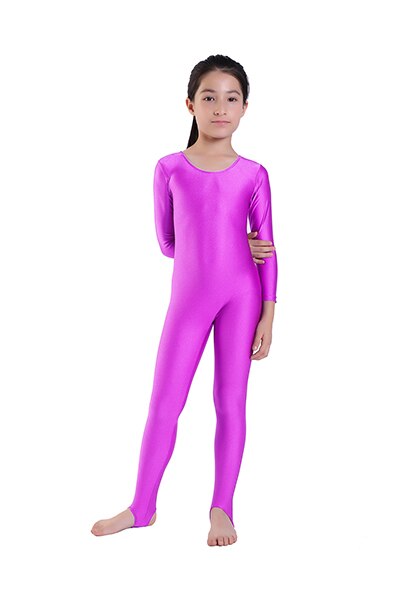 Kids Ballet Dance Long Sleeve Unitard With Stirrup Boys Gymnastics Jumpsuits Child Spandex Zentai Constume