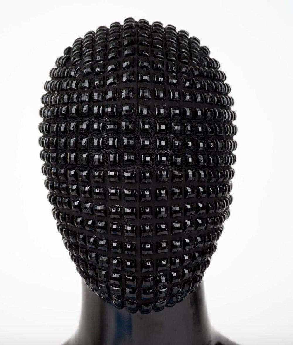 Black Silver Rivet Rhinestones Mask Headgear Dancer Performance Accessories Nightclub DJ Singer Stage Dance Costume