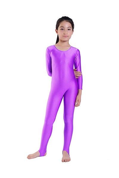 Kids Ballet Dance Long Sleeve Unitard With Stirrup Boys Gymnastics Jumpsuits Child Spandex Zentai Constume