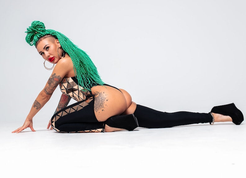 Mirror Clothing Women, Stage Bodysuit and Leggings, Party Costume, Dance Costume, Party Suit, Disco Costume, Performance Clothing