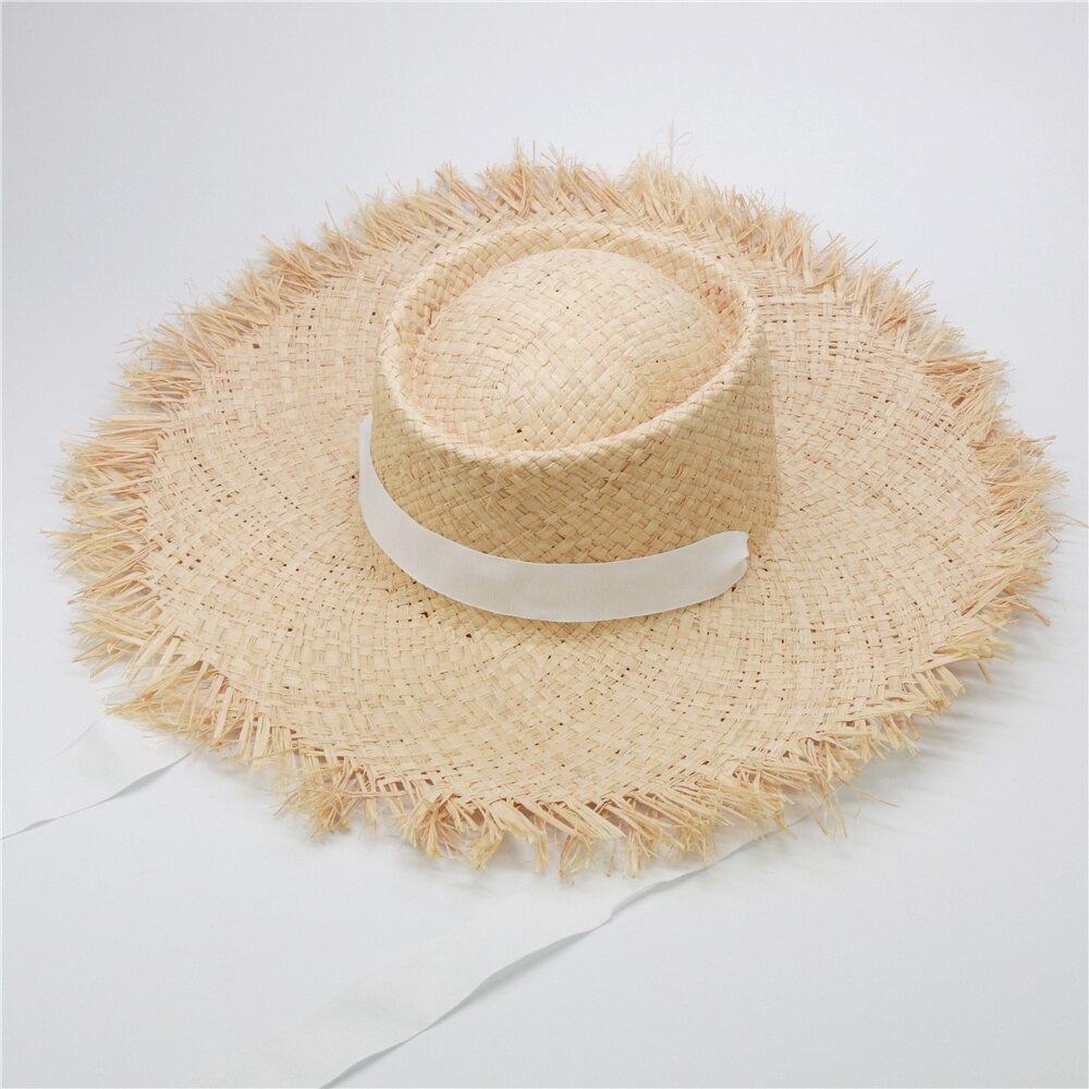 Popular Long Ribbon Raffia Beach Hast for Women Windshield Decoration Summer Straw Hat