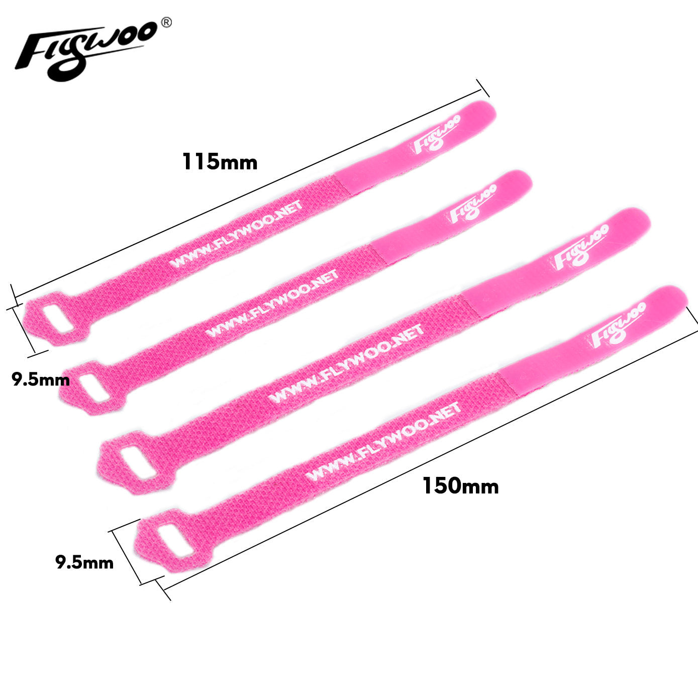 Flywoo 9x110mm , 9x150mm, 9X200mm  Micro Drone Battery Strap w/ non-slip silicone