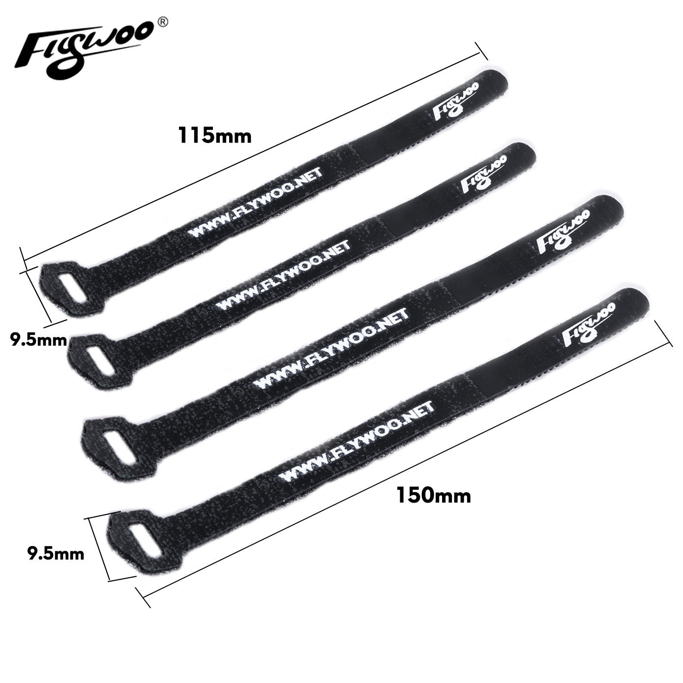 Flywoo 9x110mm , 9x150mm, 9X200mm  Micro Drone Battery Strap w/ non-slip silicone
