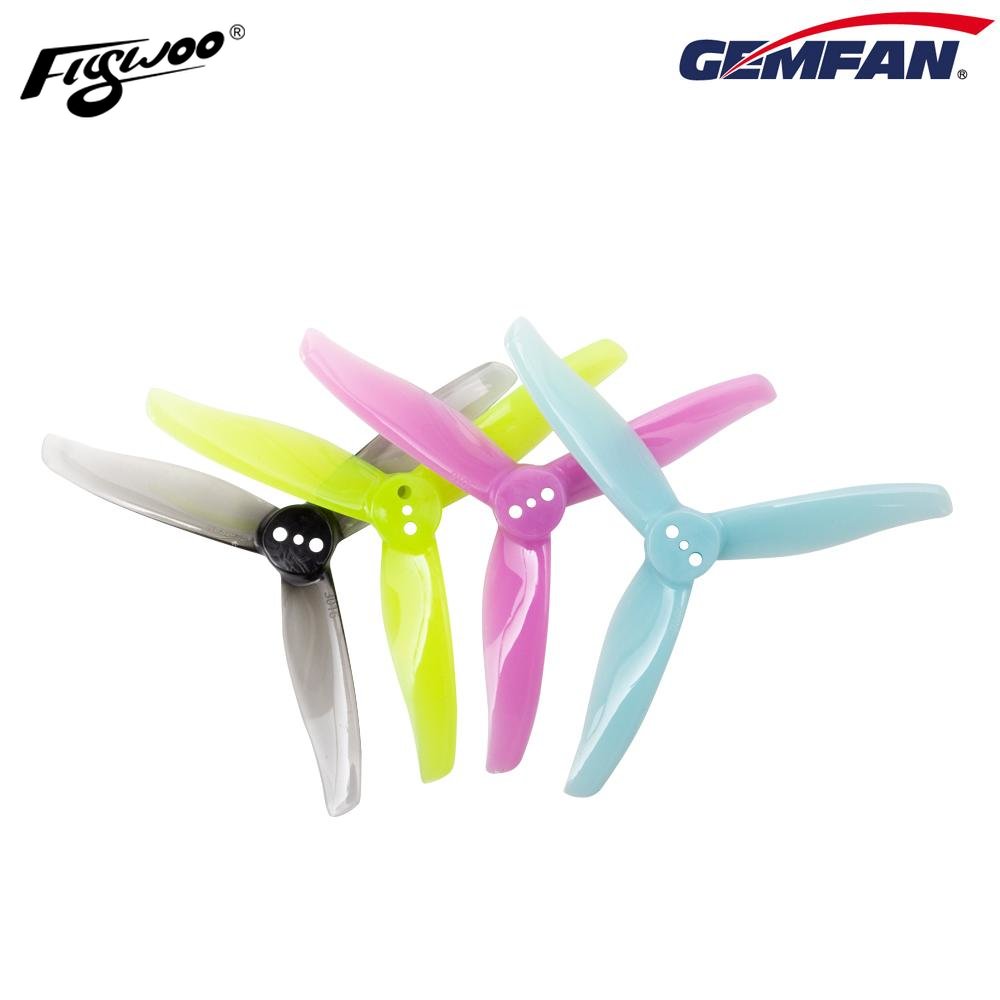 2 Pairs GEMFAN 3016 3 Inch 3-blade PC Propeller 1.5mm/2mm Hole for Hurricane Toothpick RC Drone FPV Racing - Clear grey 1.5mm