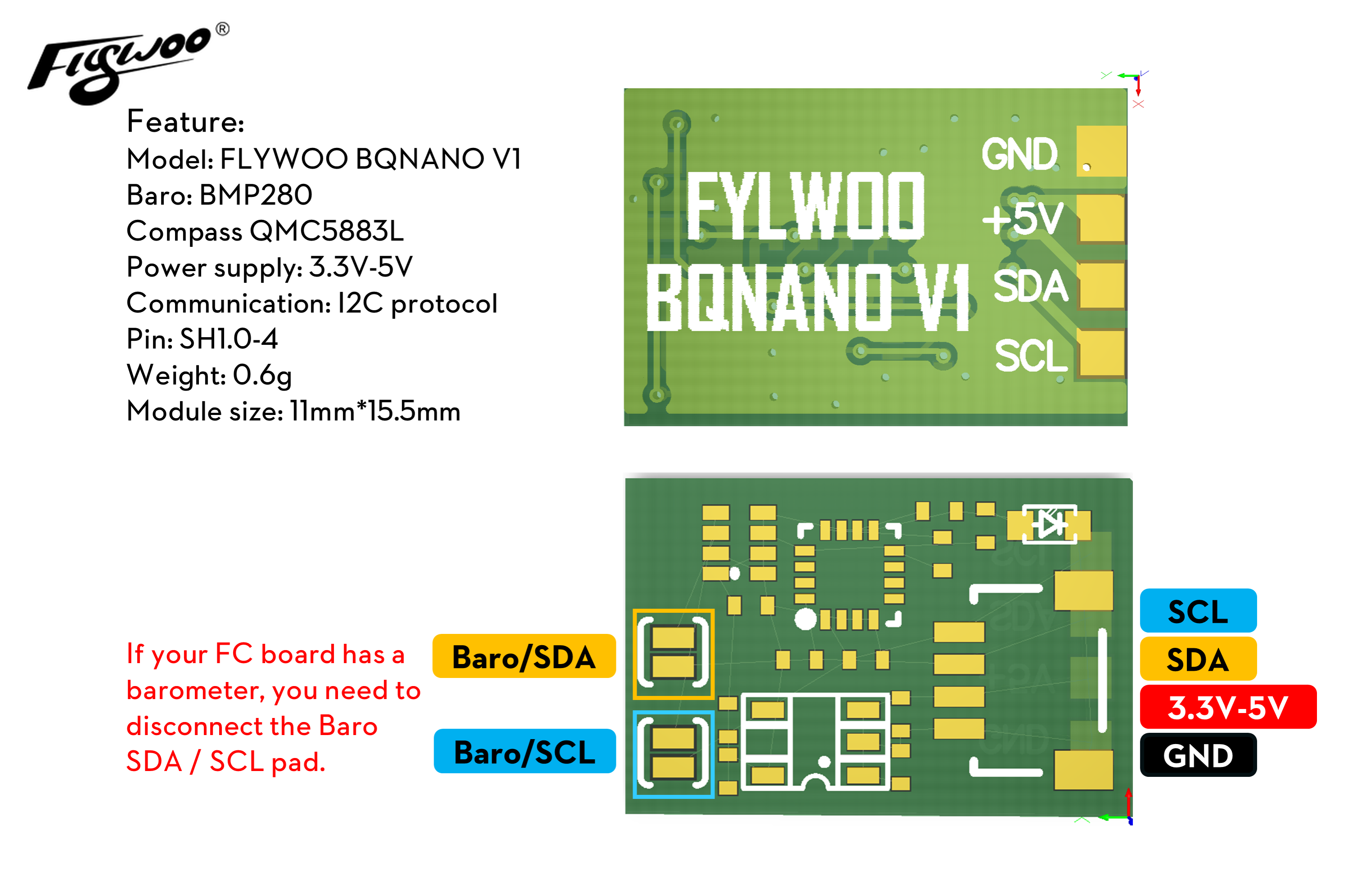【No.A018】Flywoo BQNANO V1.0 Model w/ Compass & Baro 0.6g