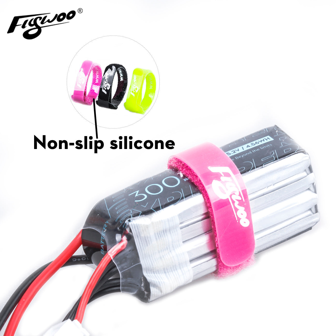 Flywoo 9x110mm , 9x150mm, 9X200mm  Micro Drone Battery Strap w/ non-slip silicone