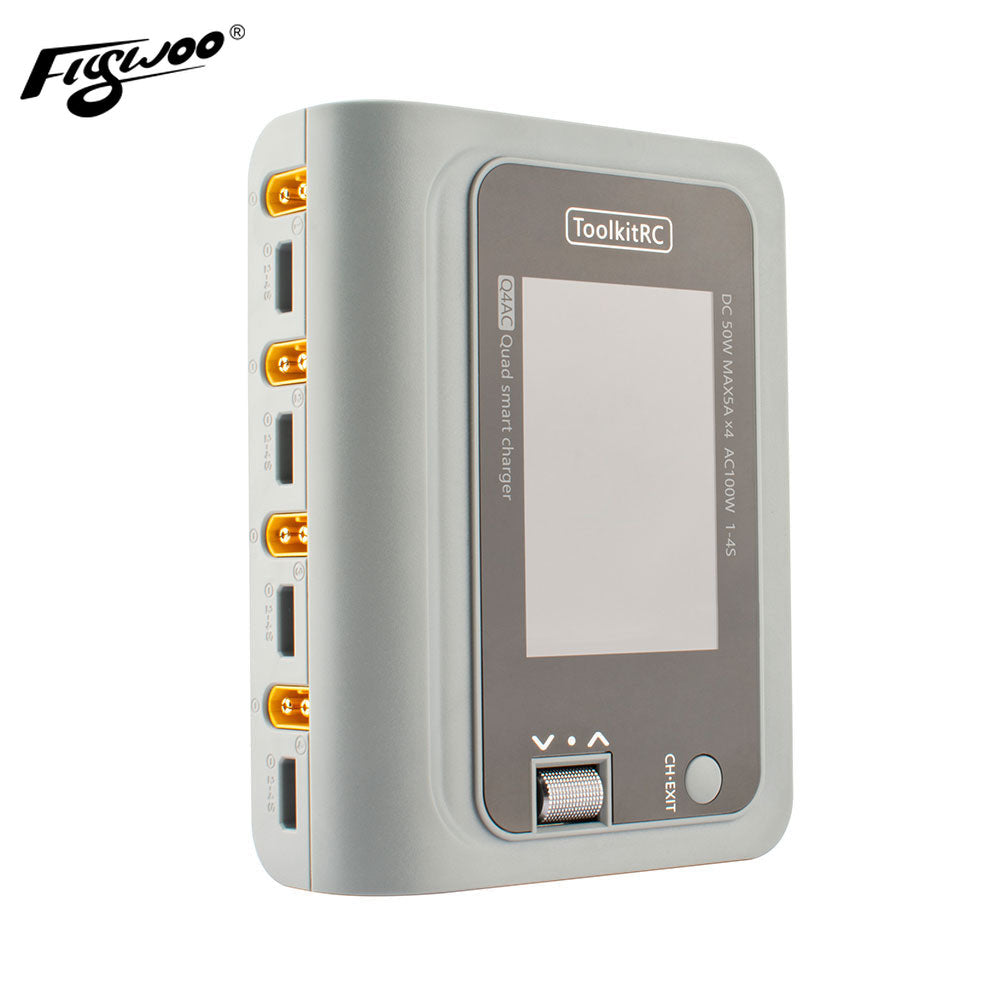New ToolkitRC Q4AC 4x50w 4 Port AC DC Smart Charger