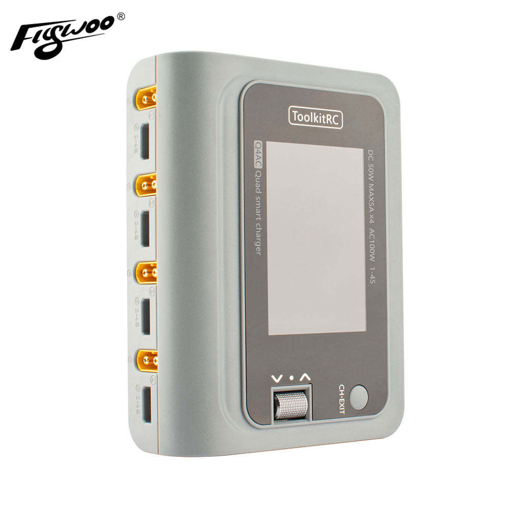 New ToolkitRC Q4AC 4x50w 4 Port AC DC Smart Charger