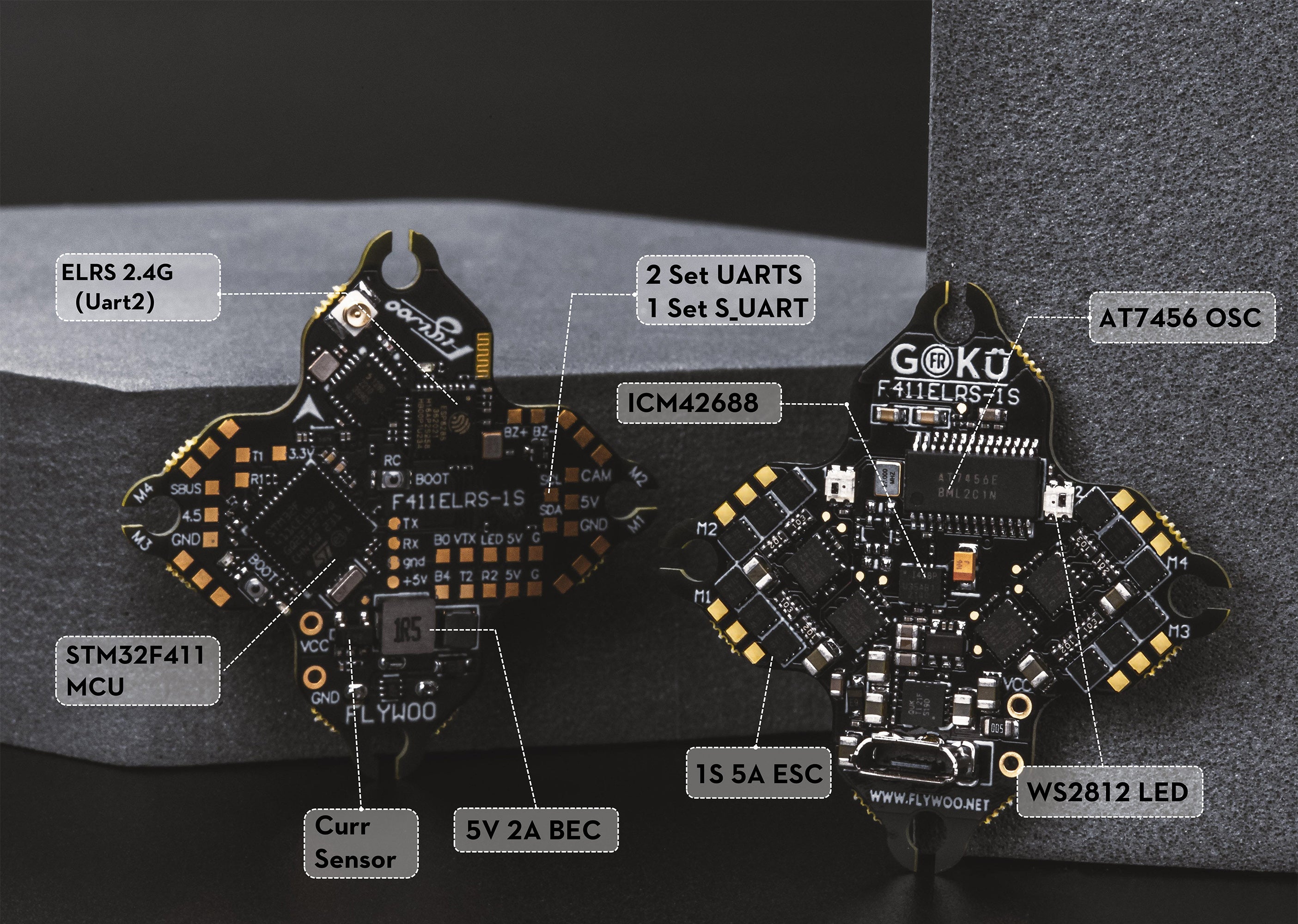 GOKU Versatile F411 ELRS 1S 5A AIO V2.0 w/ ELRS 2.4g , 25.5X25.5