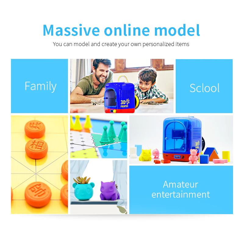 Blue Cute 3D Printer for Kids High Precision