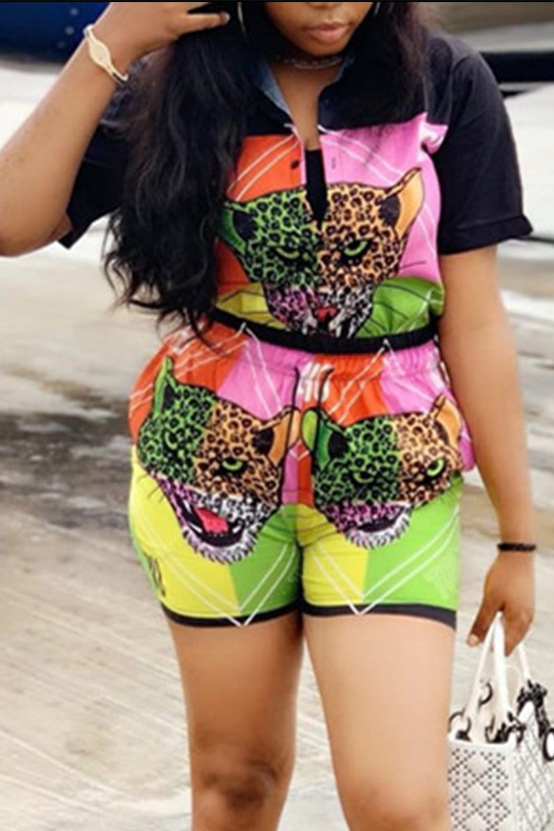 fashion-animal-print-short-sleeve-two-pieces-set
