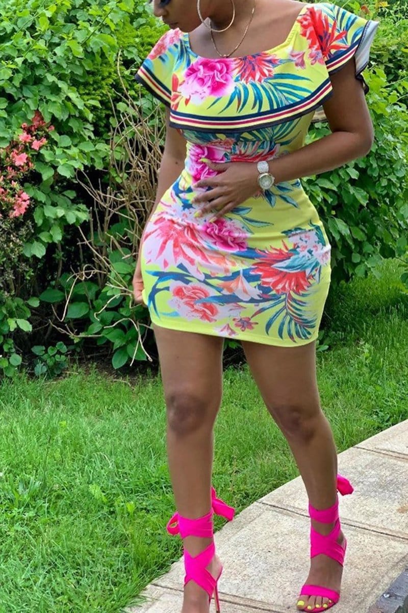 printed-strips-with-ruffled-dress