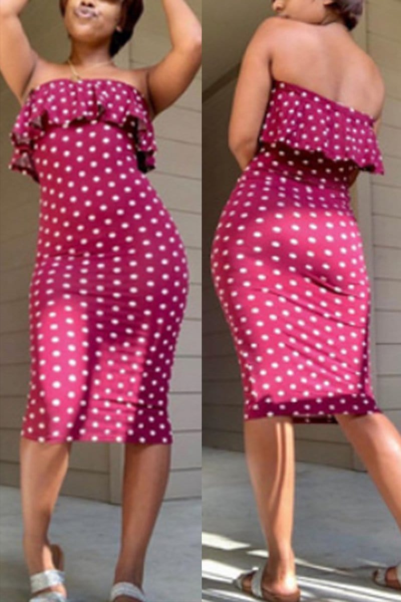 sexy-lace-strapless-polka-dot-dress