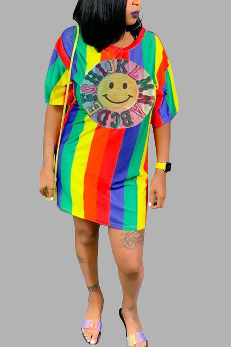 loose-cute-sequins-rainbow-printed-dress
