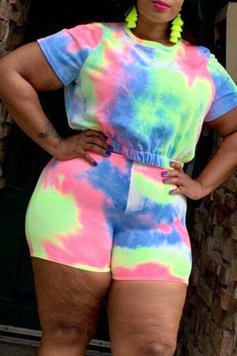 fashion-tie-dyed-print-large-size-two-pieces
