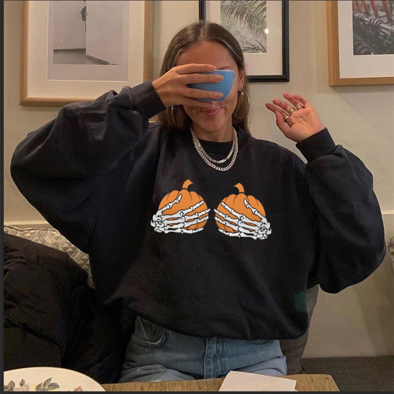casual-pumpkin-skeleton-hand-printed-designer-sweatshirt
