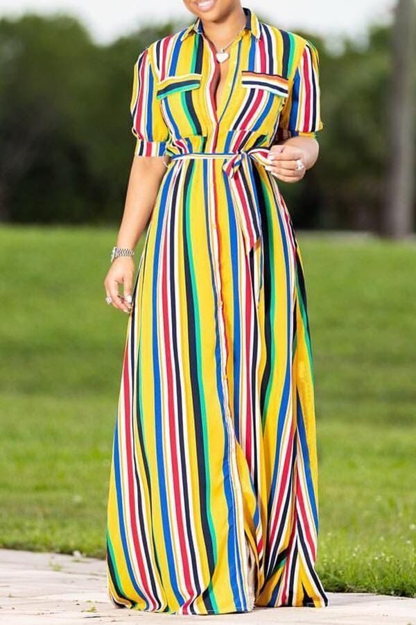 euramerican-striped-yellow-floor-length-dress