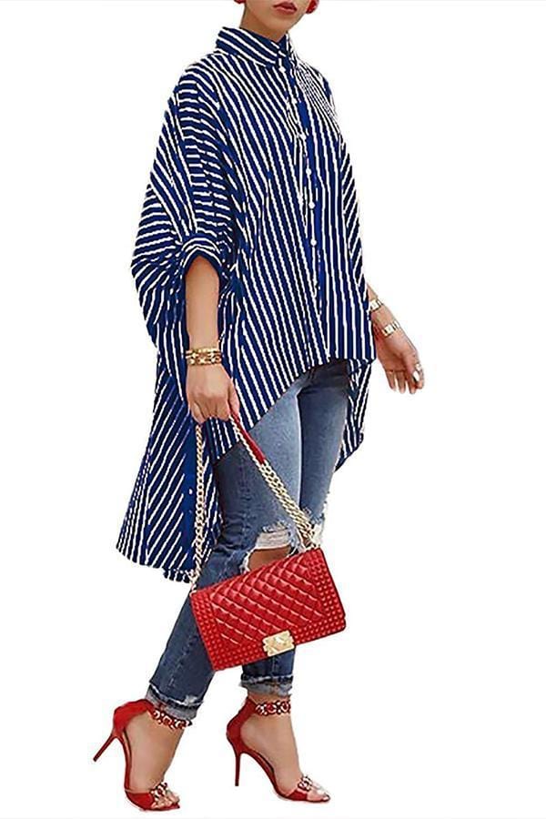 casual-striped-asymmetrical-red-blending-blouses