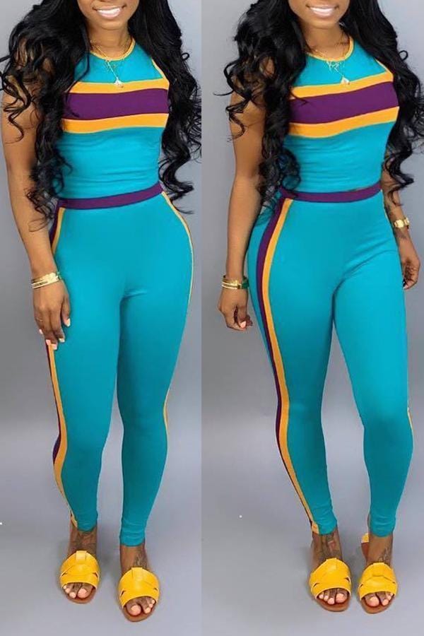 Casual Striped Pants Set - VogueRegion