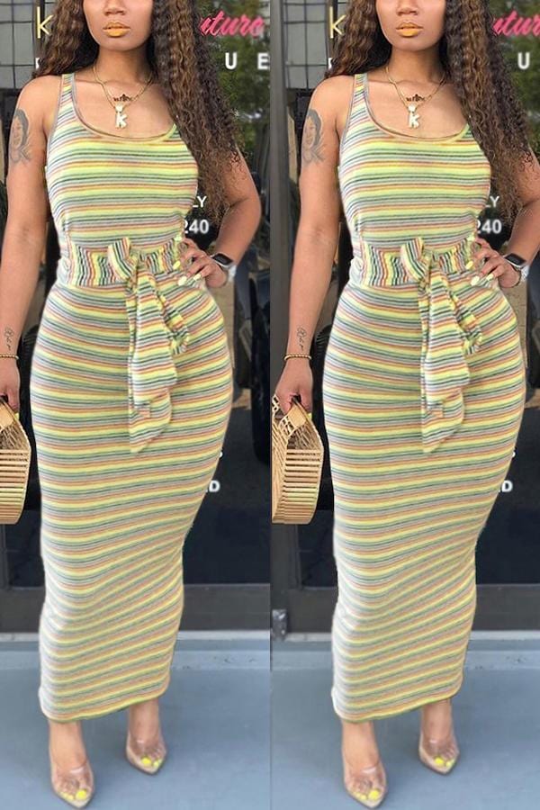 fashion-stripe-printed-sling-dress