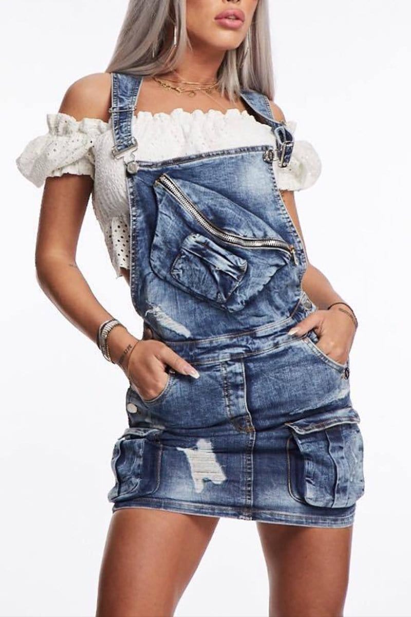 fashion-strap-strap-denim-dress