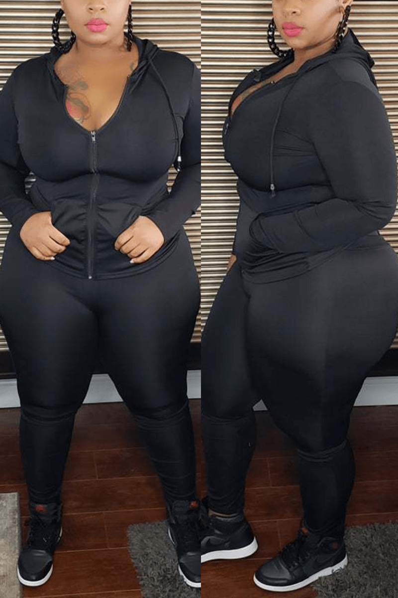 fashion-casual-hoodie-solid-color-plus-size-set