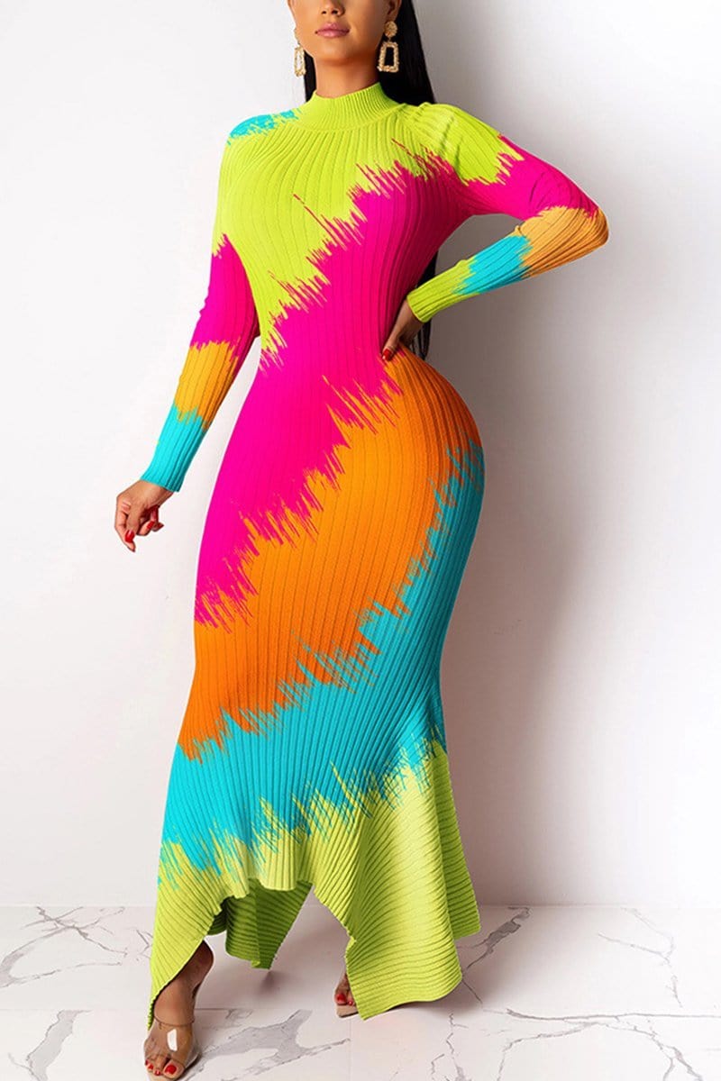 fashion-casual-temperament-multicolor-dress