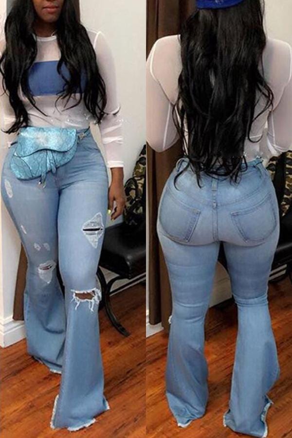 casual-trumpet-shaped-holes-wide-leg-jeans