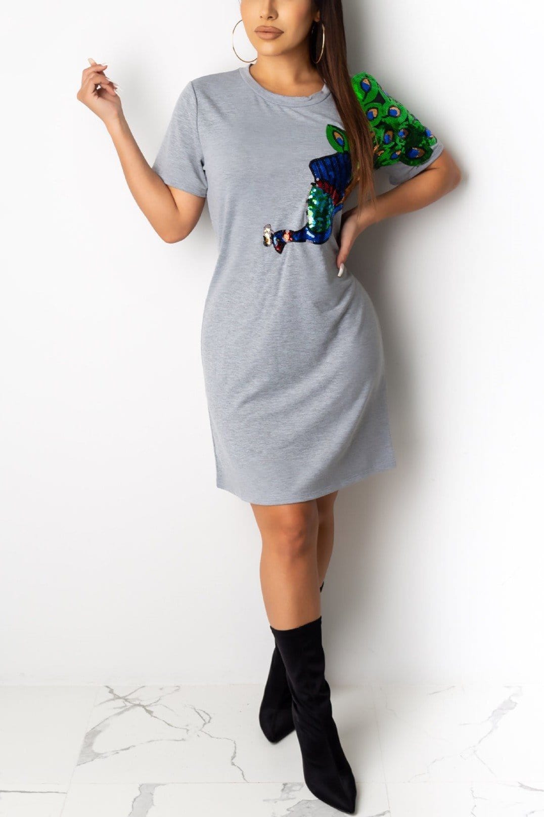 casual-sequined-short-sleeve-dress