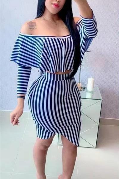 striped-print-ruffle-skirt-set