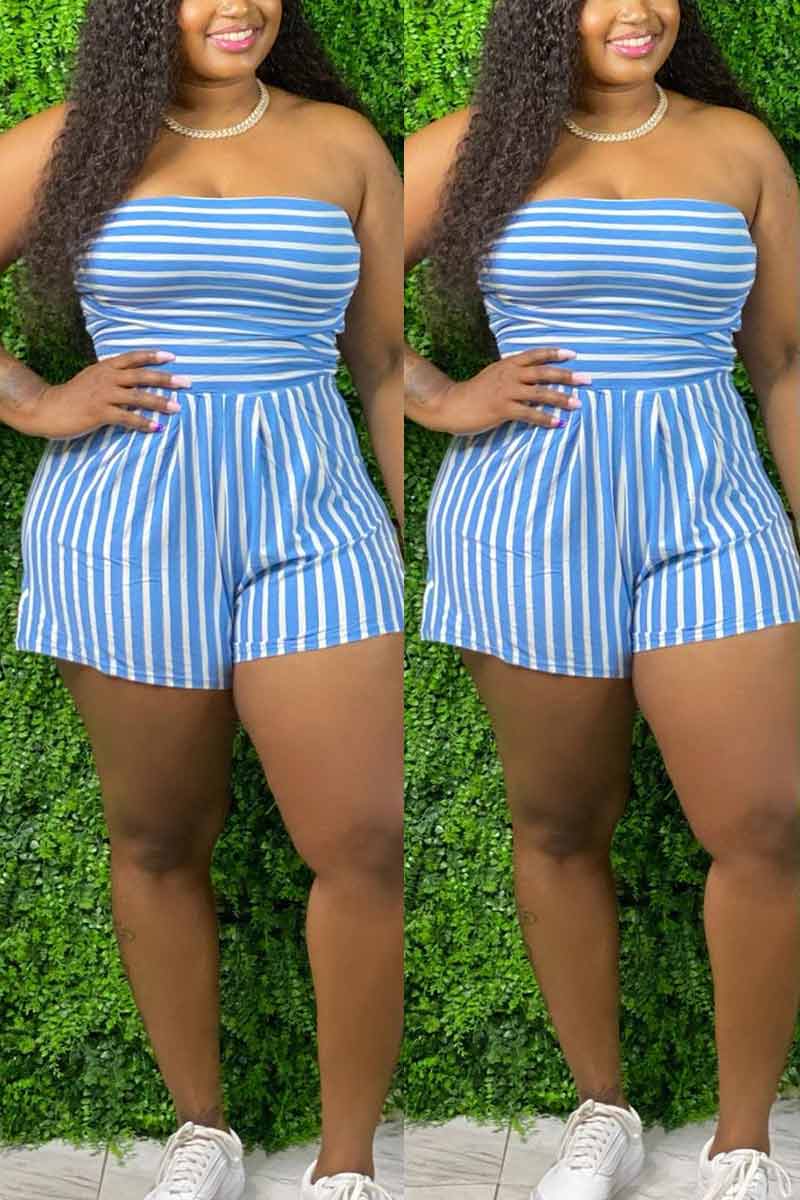sexy-off-the-shoulder-striped-print-romper