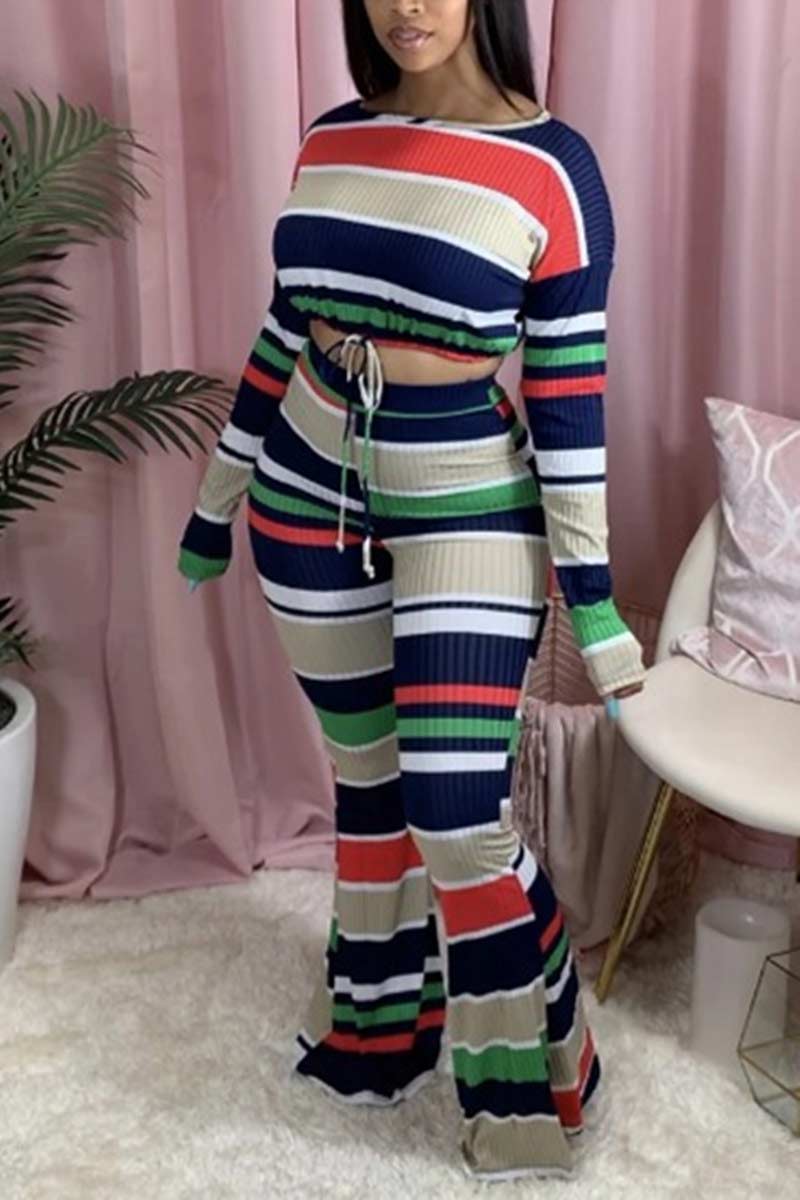 fashion-casual-striped-two-piece