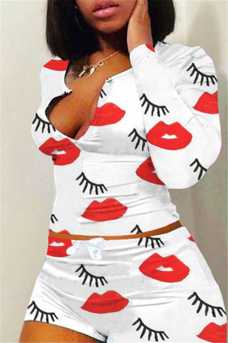fashion-plus-size-v-neck-print-two-piece