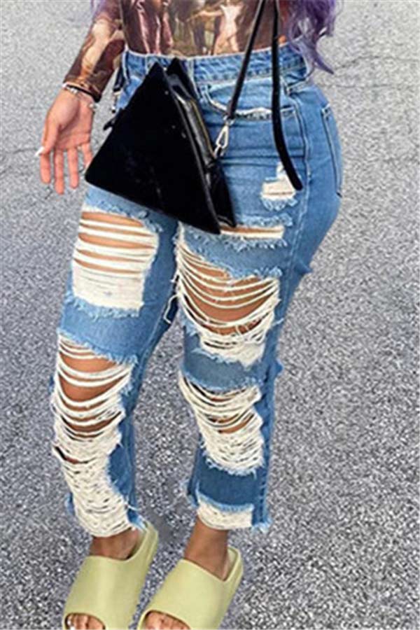 fashion-mid-waist-broken-hole-jeans