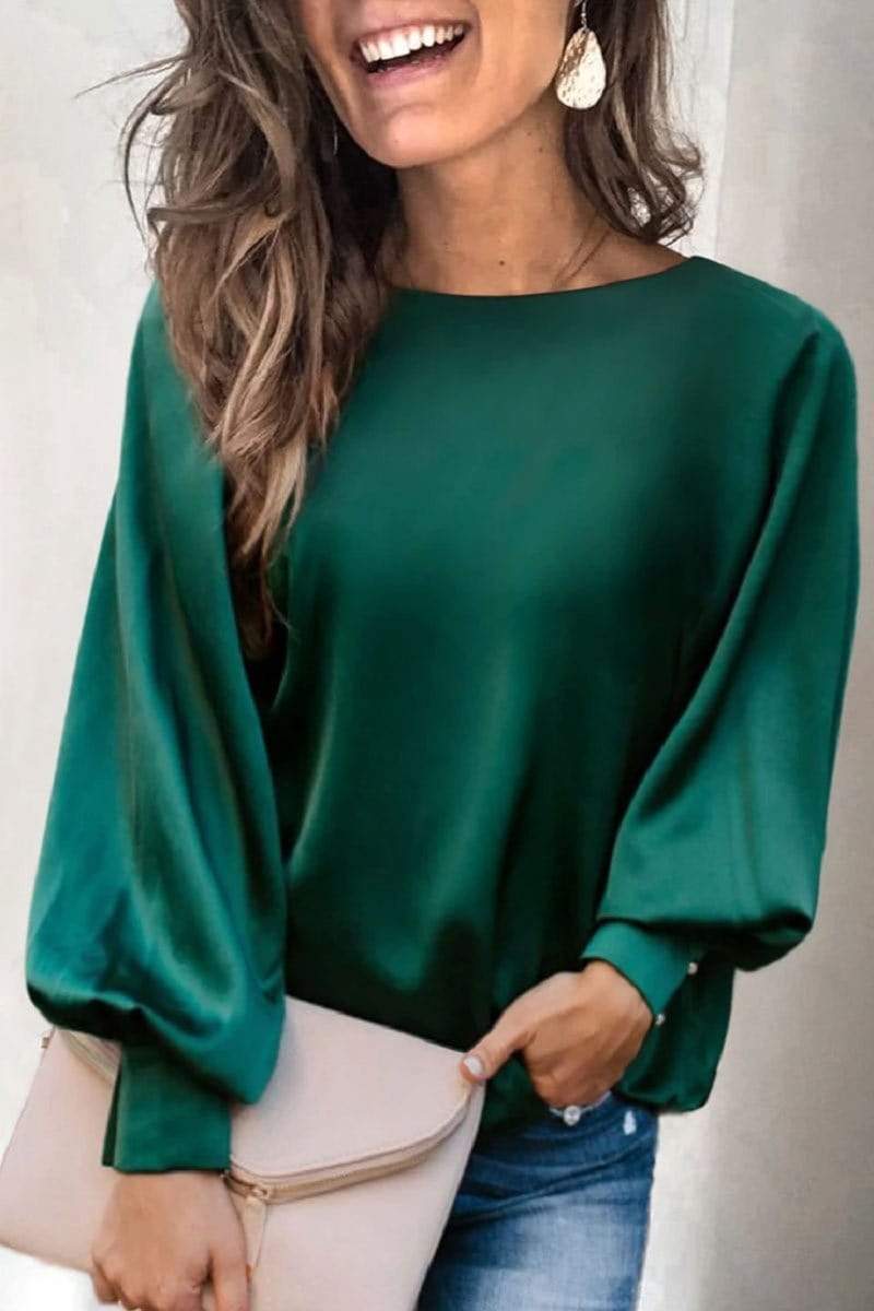 sale-fashion-style-dateoutfit-freeshipping-casual-solid-color-lantern-sleeve-top