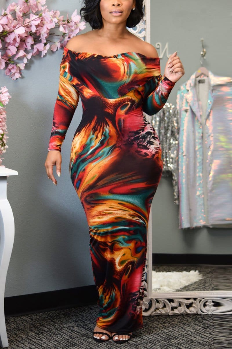 casual-multicolor-print-long-dress